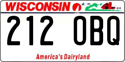 WI license plate 212OBQ