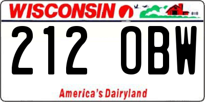WI license plate 212OBW