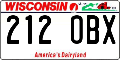 WI license plate 212OBX