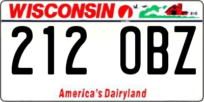WI license plate 212OBZ