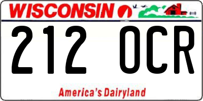 WI license plate 212OCR