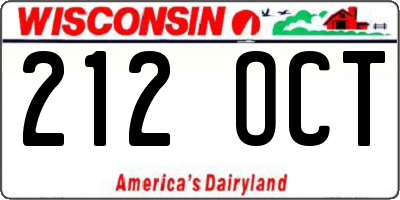 WI license plate 212OCT