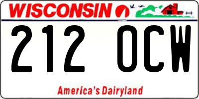 WI license plate 212OCW