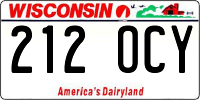 WI license plate 212OCY