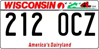 WI license plate 212OCZ