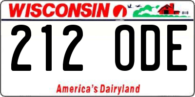 WI license plate 212ODE