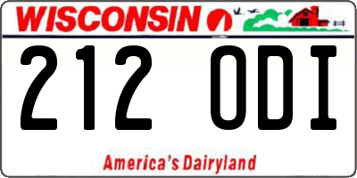 WI license plate 212ODI