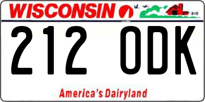 WI license plate 212ODK