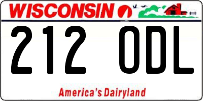 WI license plate 212ODL