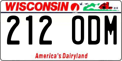 WI license plate 212ODM