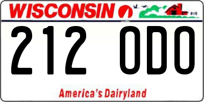 WI license plate 212ODO