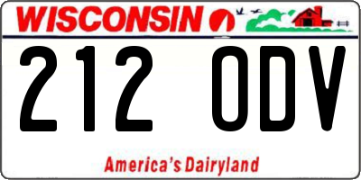 WI license plate 212ODV