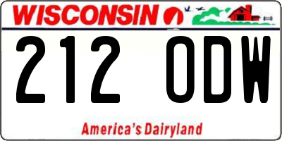 WI license plate 212ODW