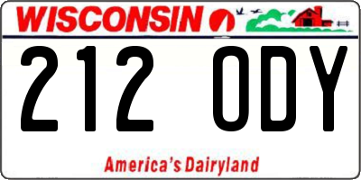 WI license plate 212ODY
