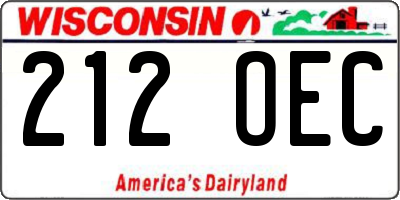 WI license plate 212OEC