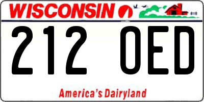 WI license plate 212OED
