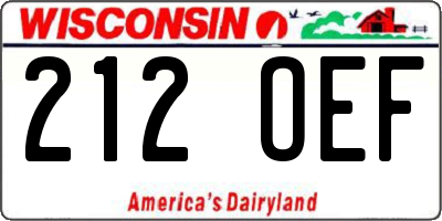 WI license plate 212OEF