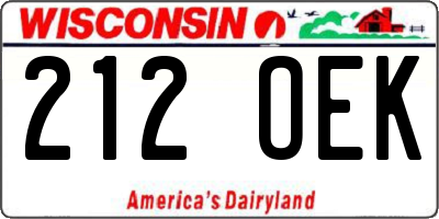 WI license plate 212OEK