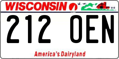 WI license plate 212OEN