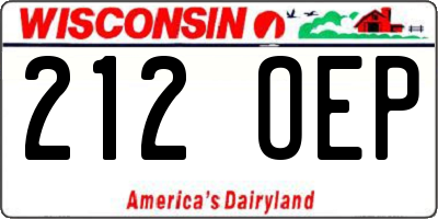 WI license plate 212OEP