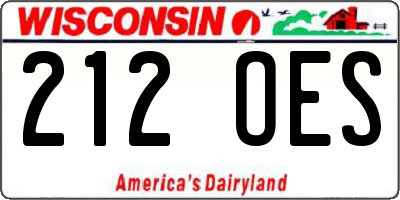 WI license plate 212OES