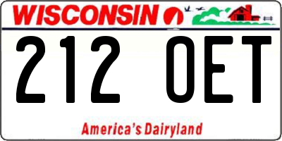 WI license plate 212OET