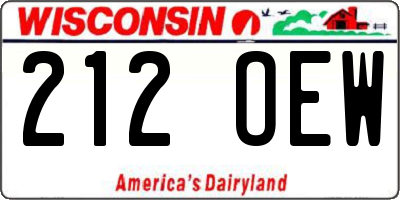 WI license plate 212OEW