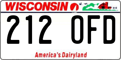 WI license plate 212OFD