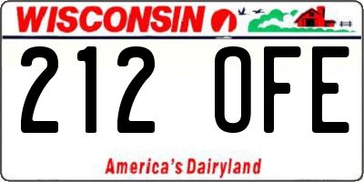 WI license plate 212OFE