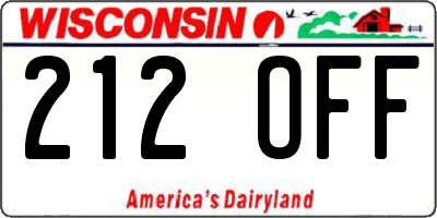 WI license plate 212OFF