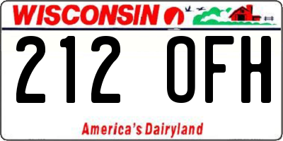 WI license plate 212OFH