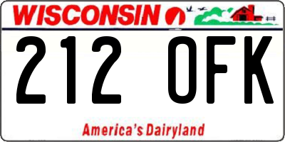WI license plate 212OFK