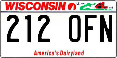 WI license plate 212OFN