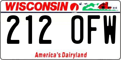 WI license plate 212OFW
