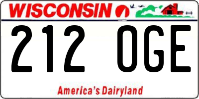 WI license plate 212OGE