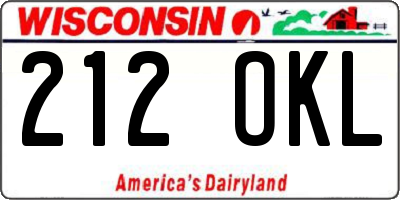 WI license plate 212OKL