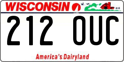 WI license plate 212OUC