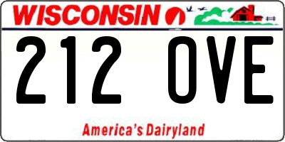 WI license plate 212OVE