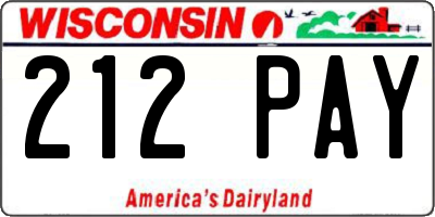 WI license plate 212PAY