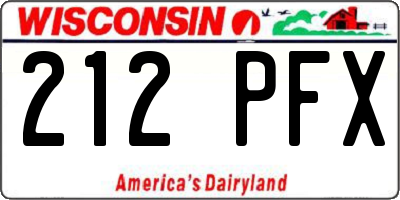 WI license plate 212PFX