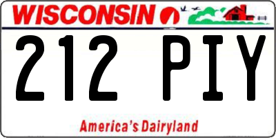 WI license plate 212PIY