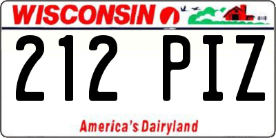 WI license plate 212PIZ