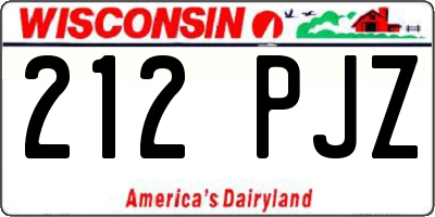 WI license plate 212PJZ