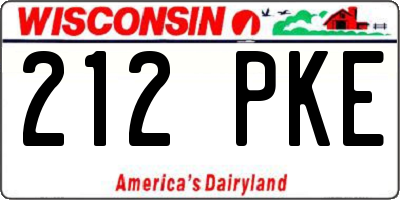 WI license plate 212PKE