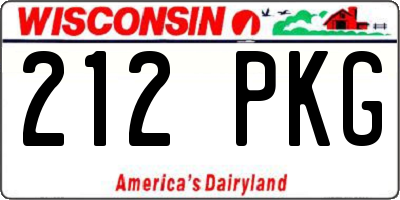 WI license plate 212PKG