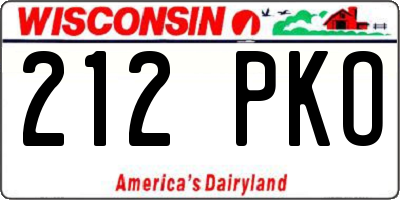 WI license plate 212PKO