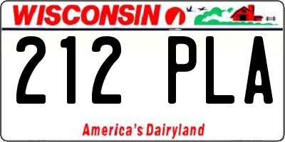 WI license plate 212PLA