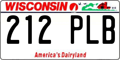 WI license plate 212PLB