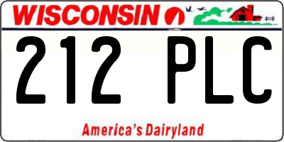 WI license plate 212PLC