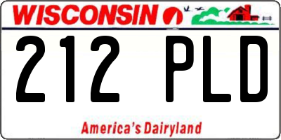 WI license plate 212PLD